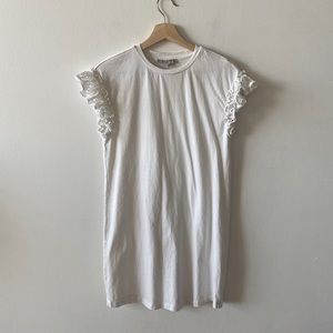 All Saints cotton t-shirt dress with embroidered lace arms